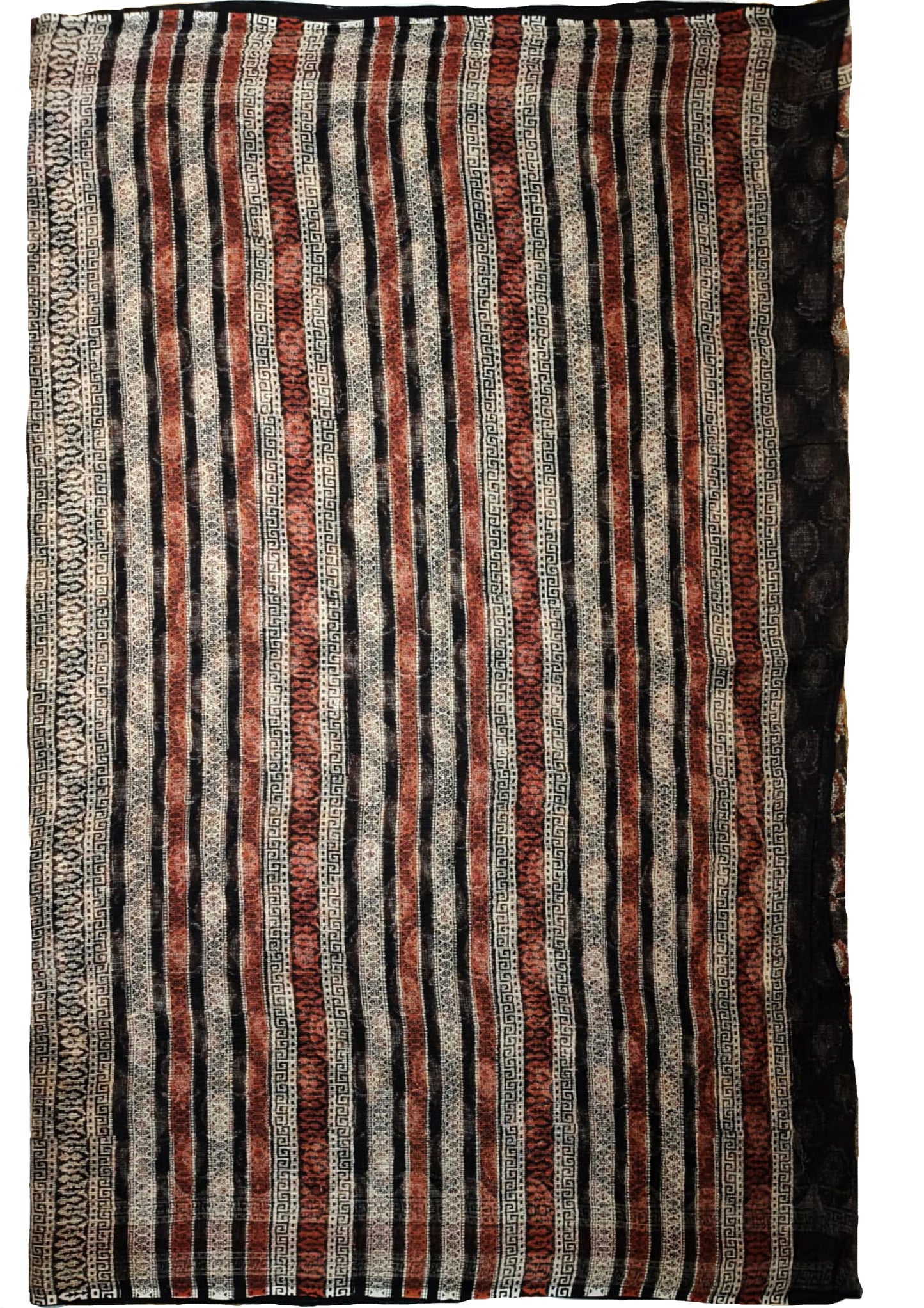 Bagru Handblock Print Kota Doria Saree- Black Amiya