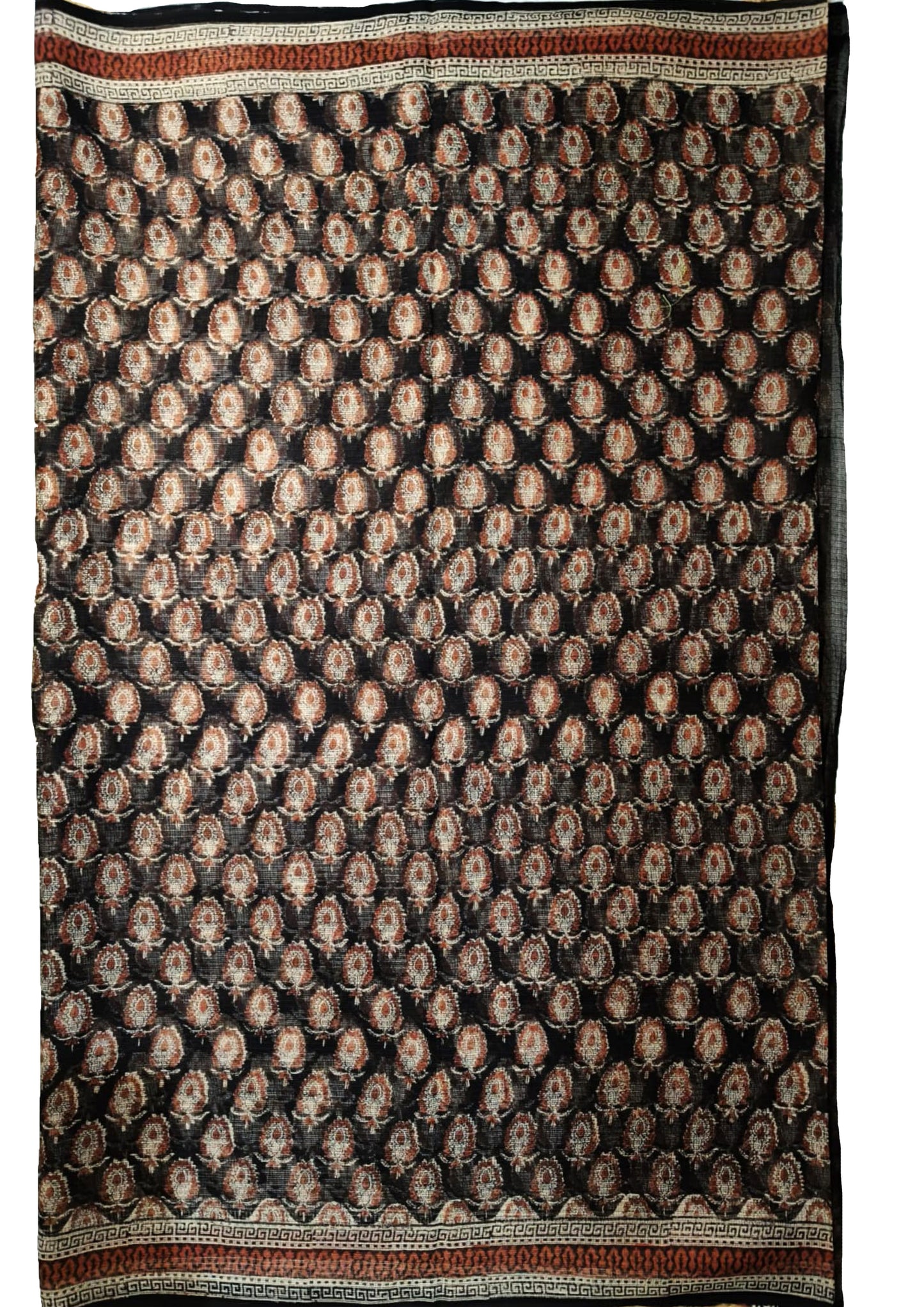 Bagru Handblock Print Kota Doria Saree- Black Amiya