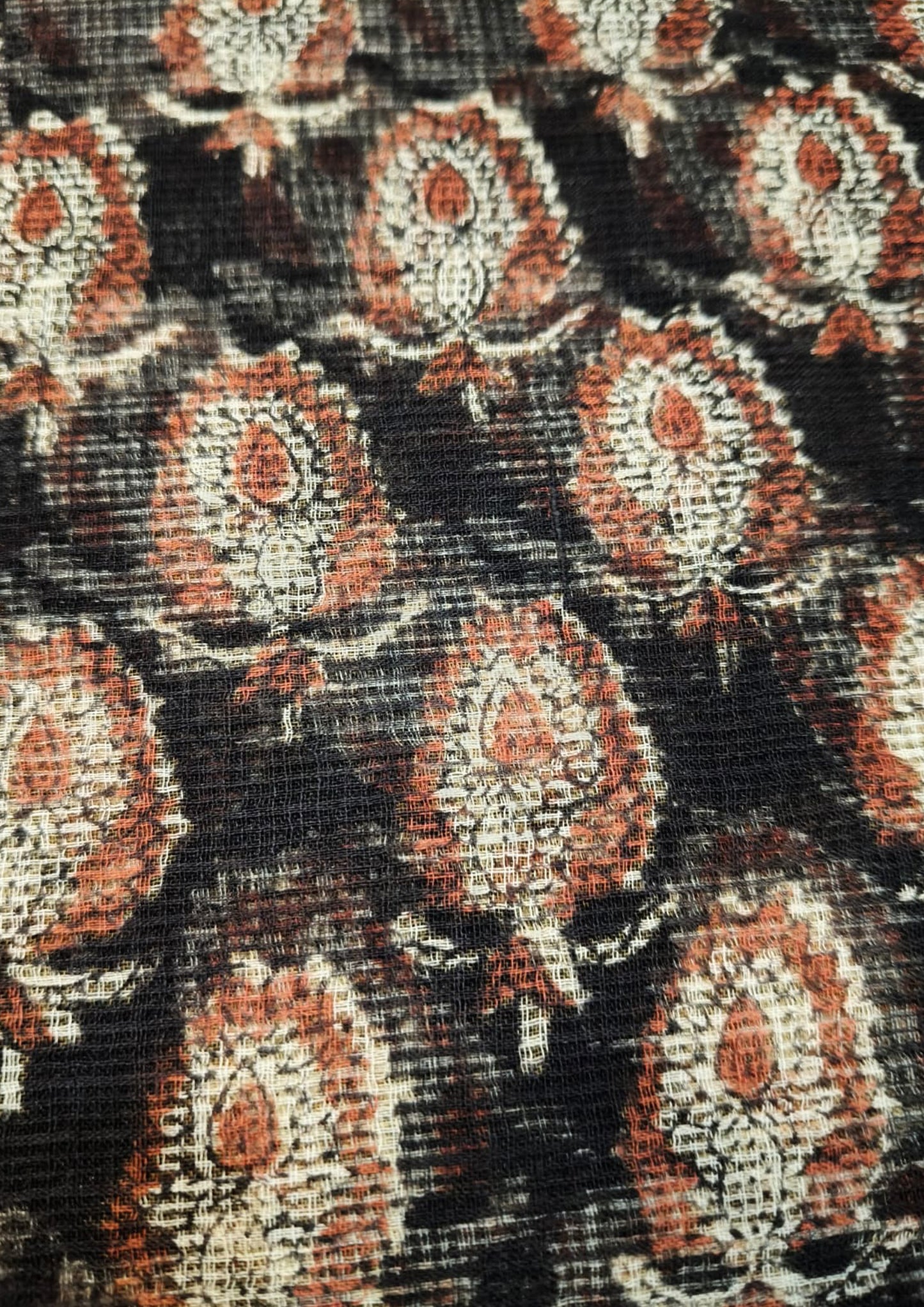 Bagru Handblock Print Kota Doria Saree- Black Amiya