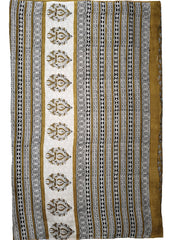 Bagru Handblock Print Cotton Mulmul Saree- Mustard