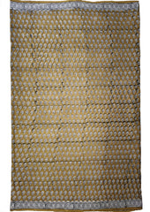 Bagru Handblock Print Cotton Mulmul Saree- Mustard