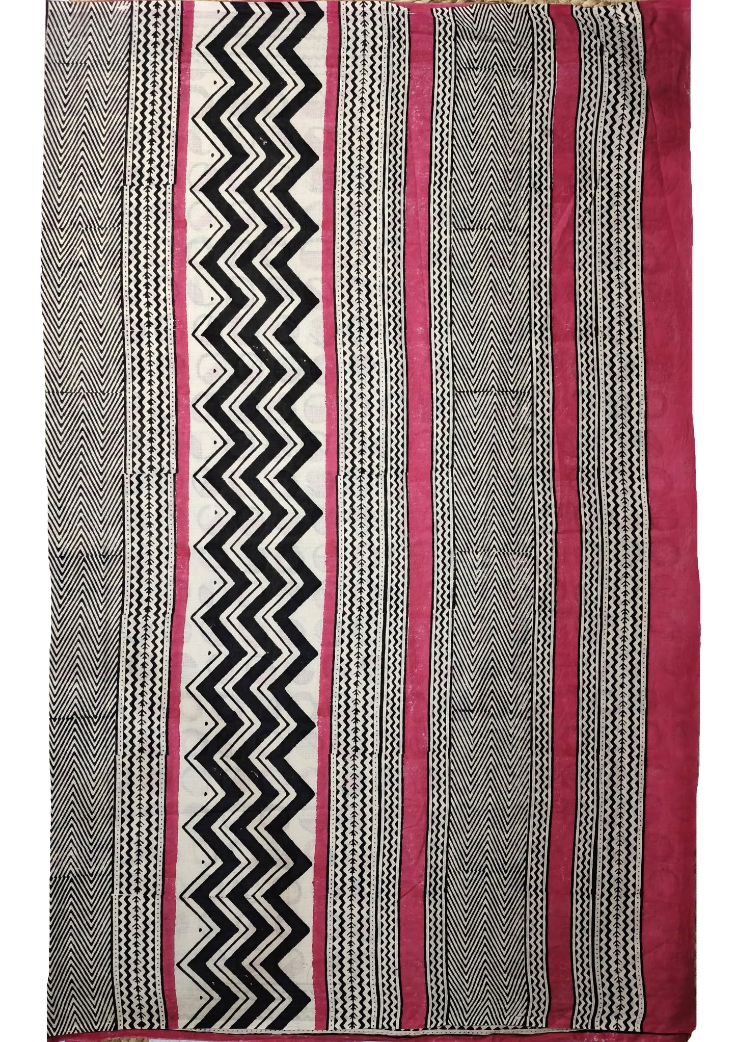 Bagru Handblock Print Cotton Mulmul Saree- Red 2
