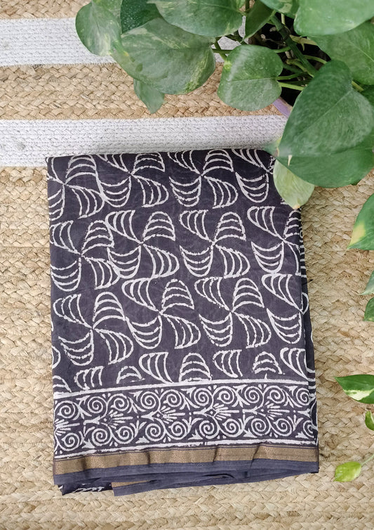 Dabu- Handblock print Chanderi Saree- Kashish
