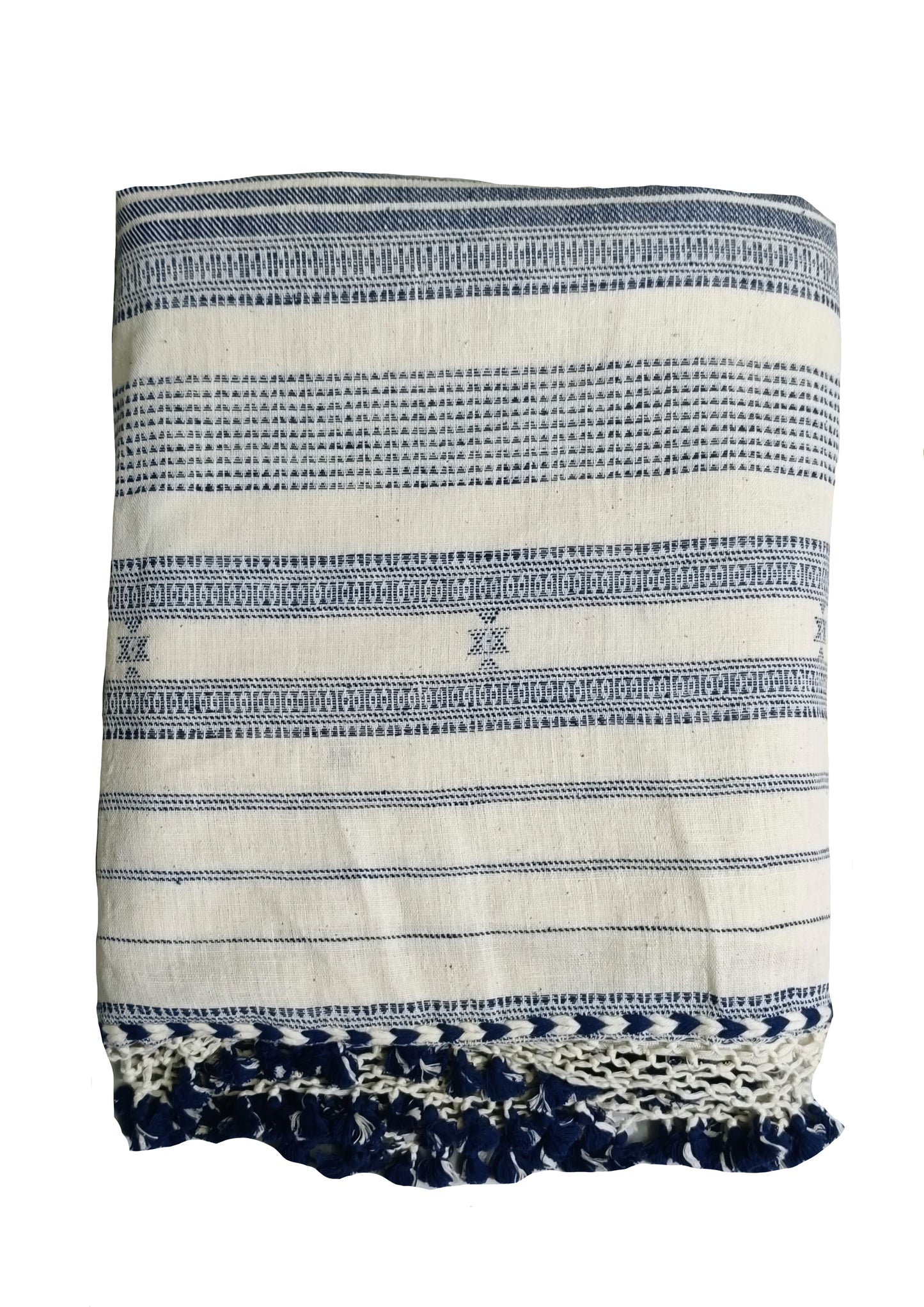 Bhujodi Kala Cotton Saree (Kutchi)- 7KC- white