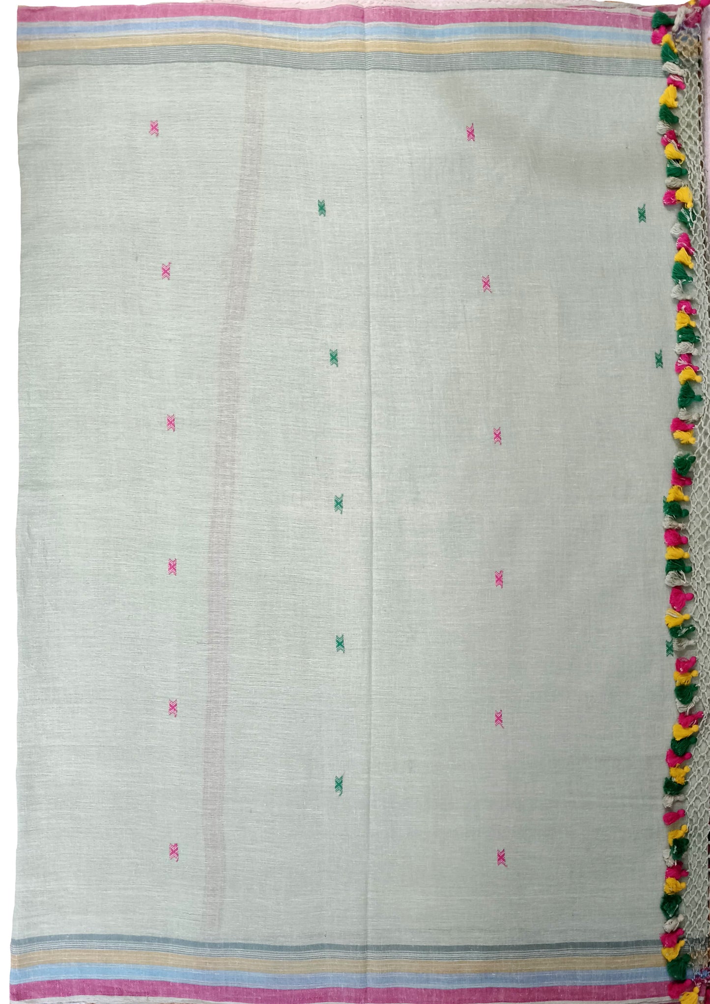 Bhujodi Kala Cotton Saree- Mint green