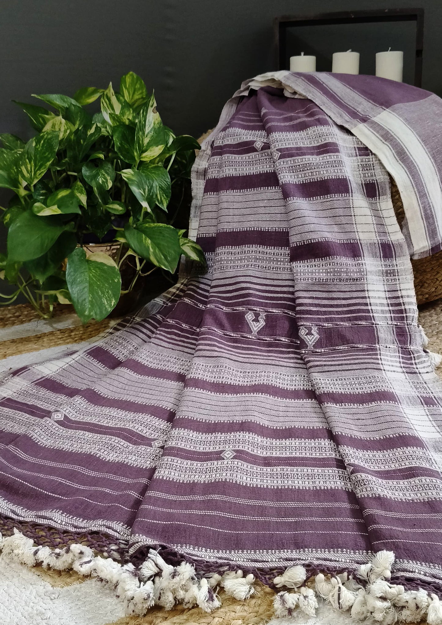 Bhujodi Kala Cotton Saree- Lilac