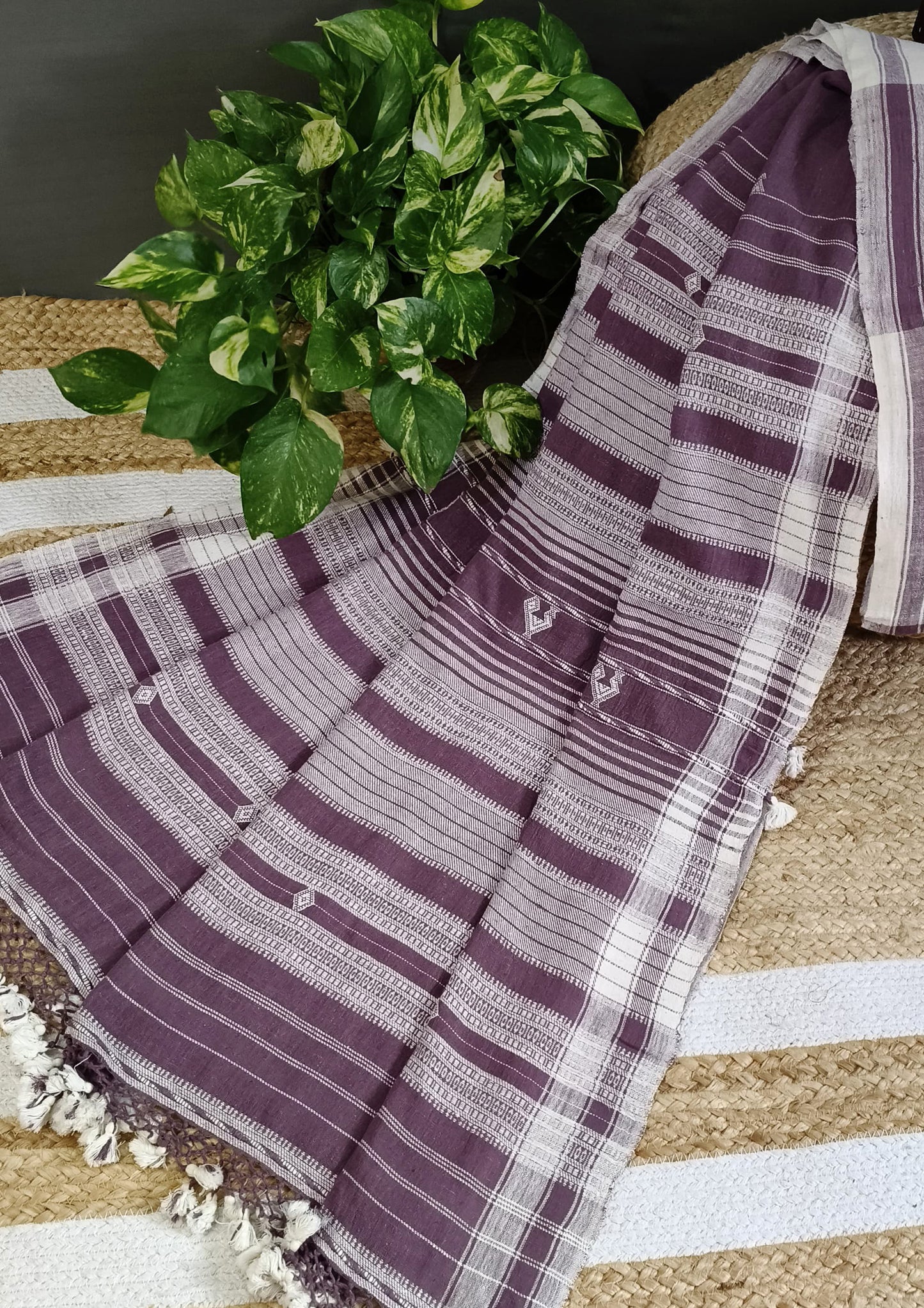 Bhujodi Kala Cotton Saree- Lilac