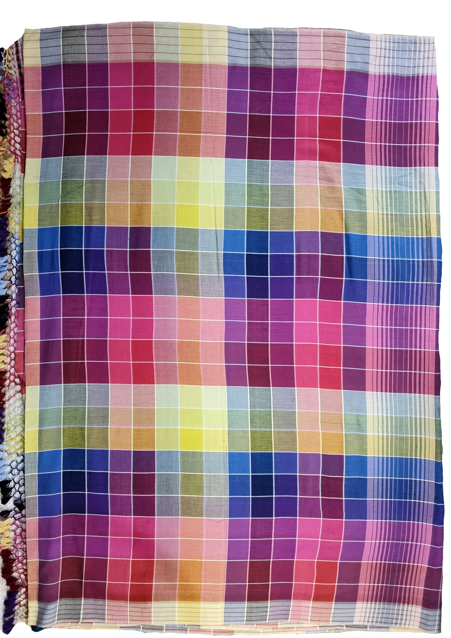 Bhujodi Soft Cotton Saree- Pink Checks
