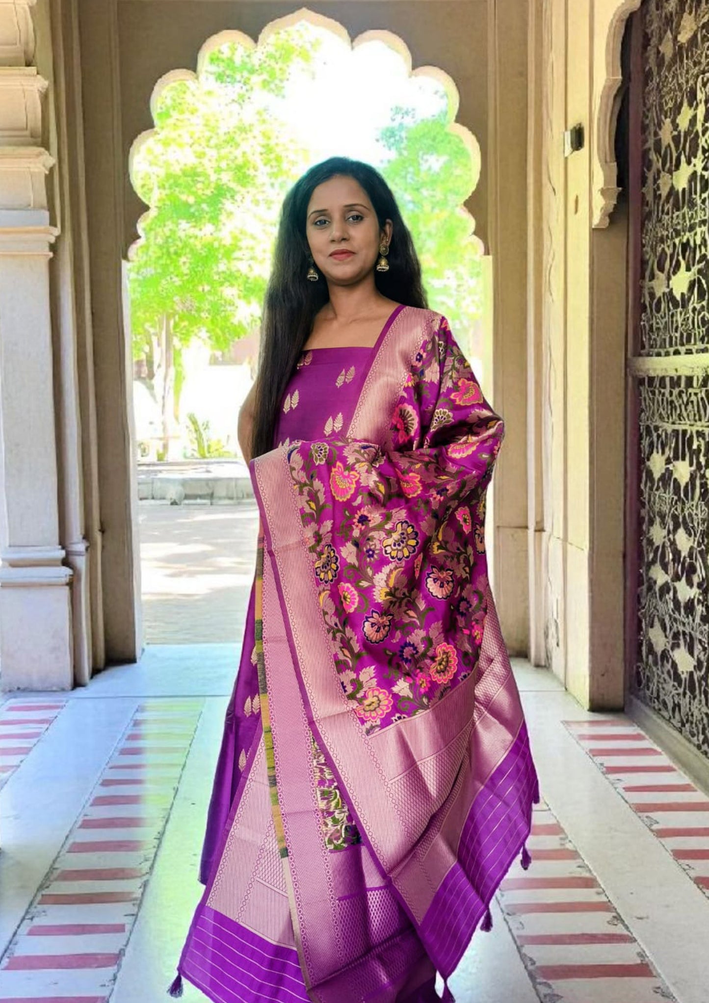 Banarasi Fancy Suit- F2 Purple