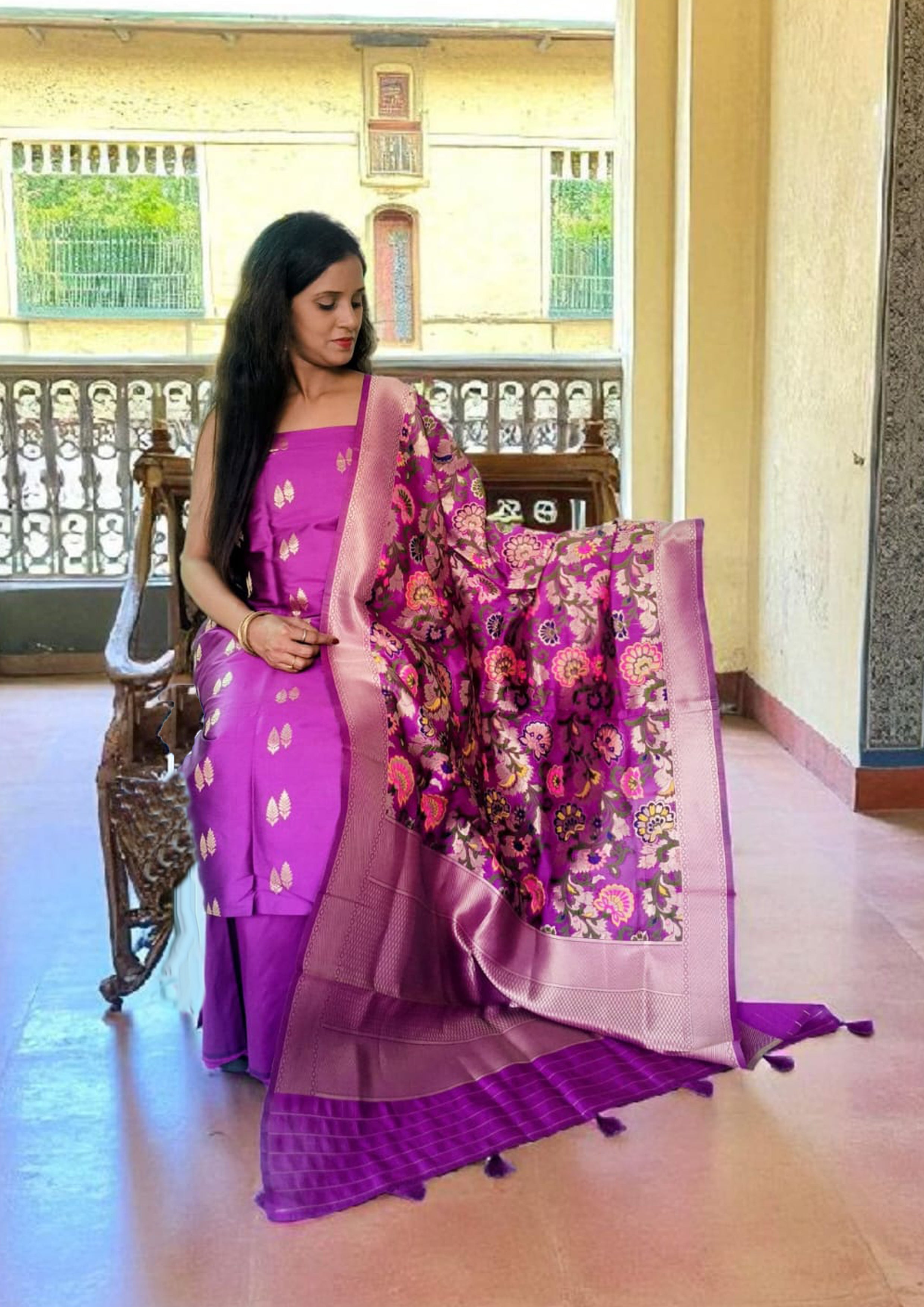 Banarasi Fancy Suit- F2 Purple
