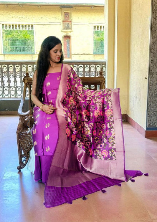 Banarasi Fancy Suit- F2 Purple