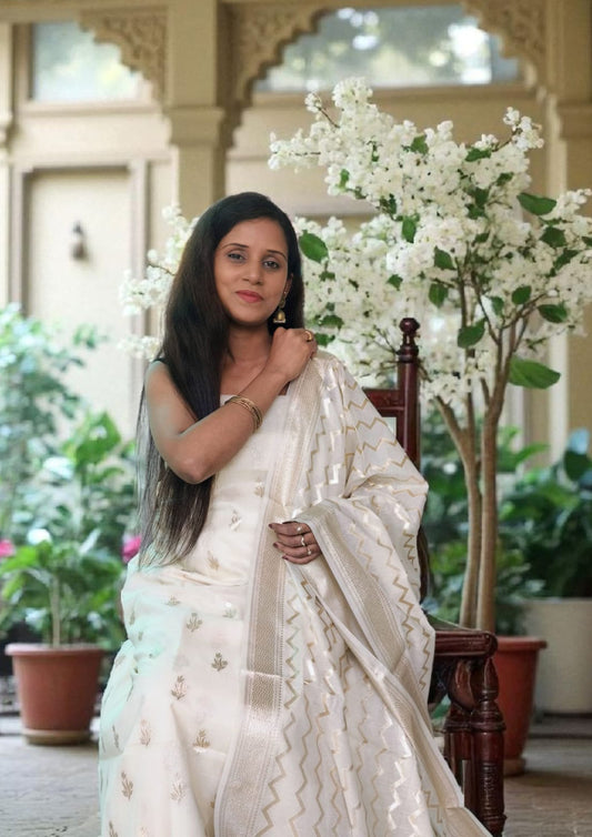 Banarasi Fancy Suit- F1 Cream