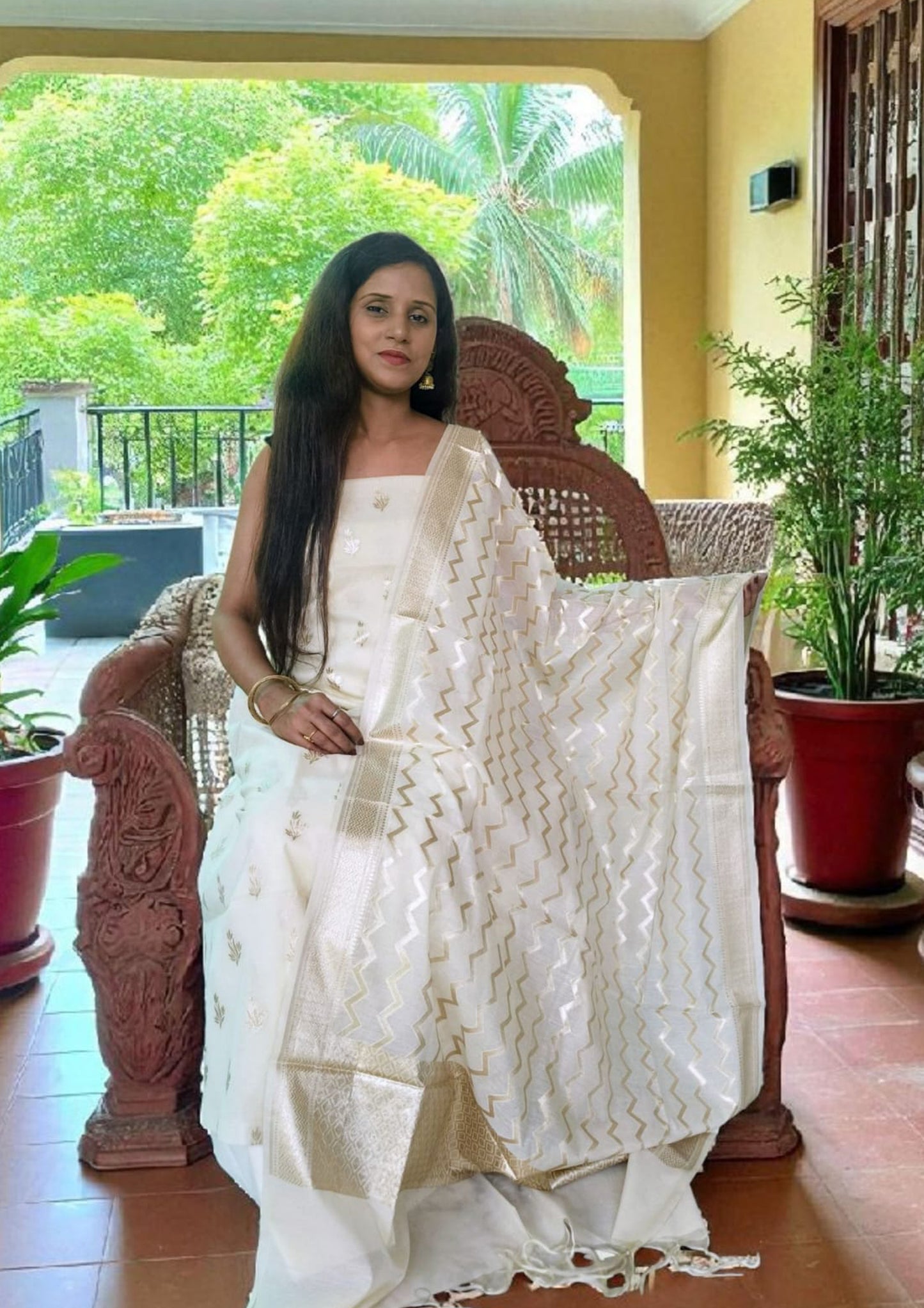 Banarasi Fancy Suit- F1 Cream