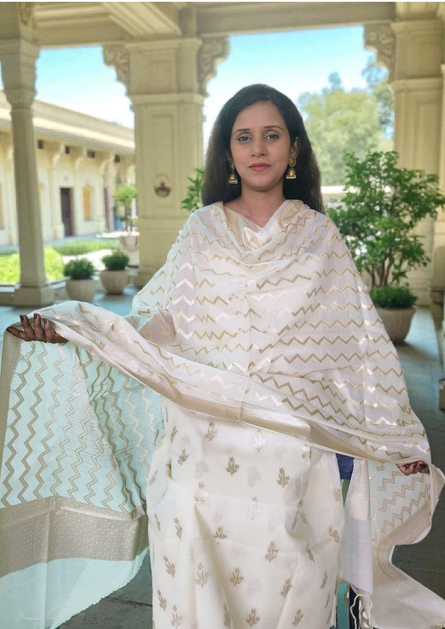 Banarasi Fancy Suit- F1 Cream