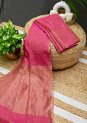 Chanderi Silk Saree Tissue- Pink