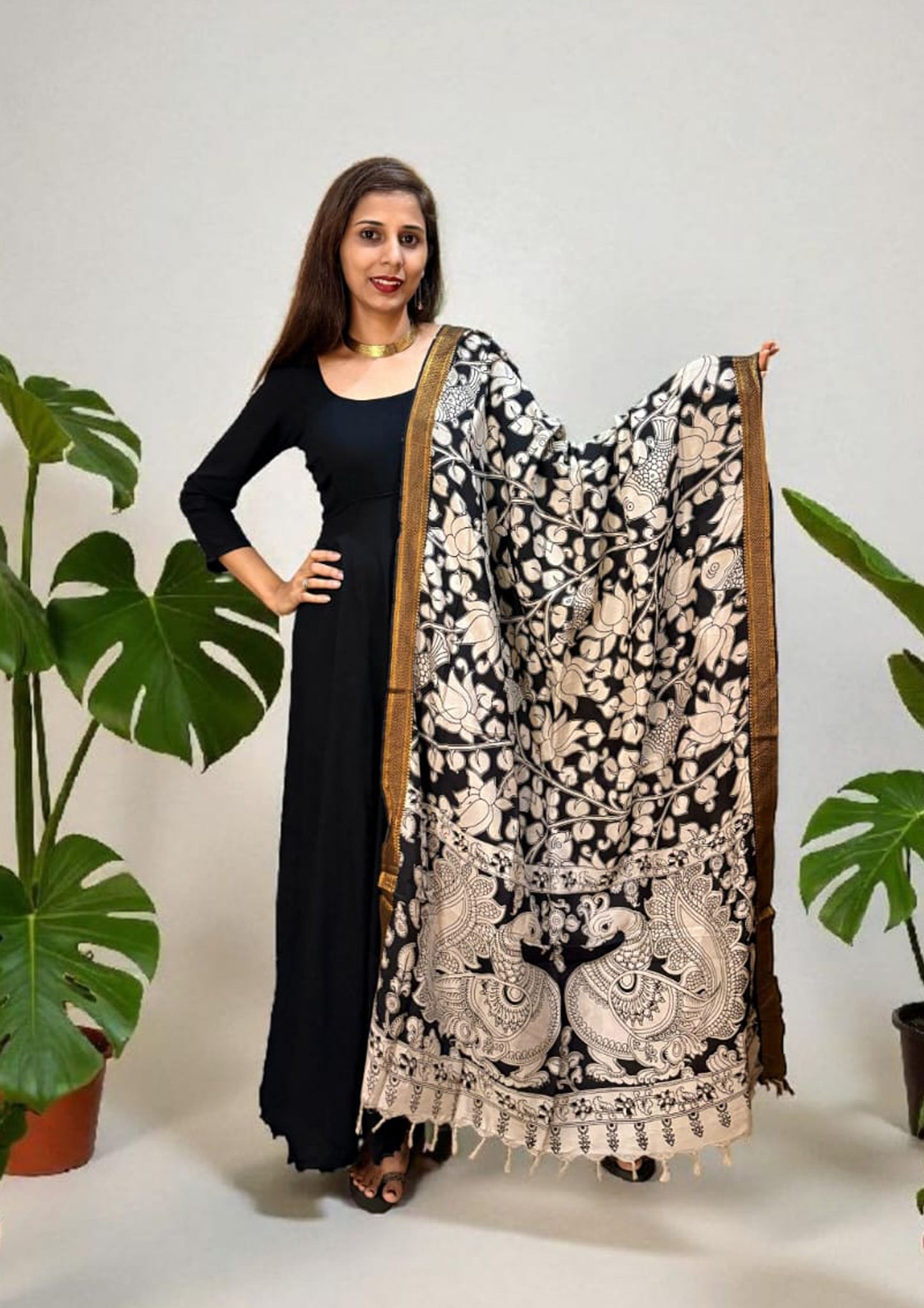 Kalamkari Printed Dupatta- HBKD2