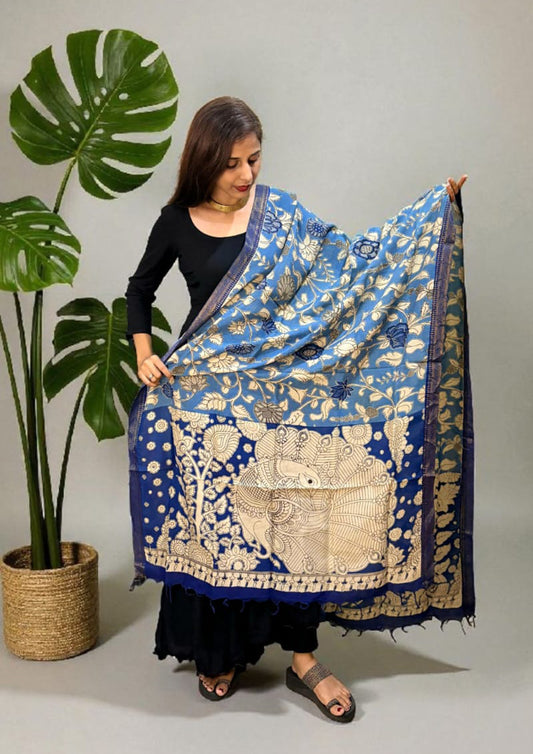 Kalamkari Printed Dupatta- HBKD4