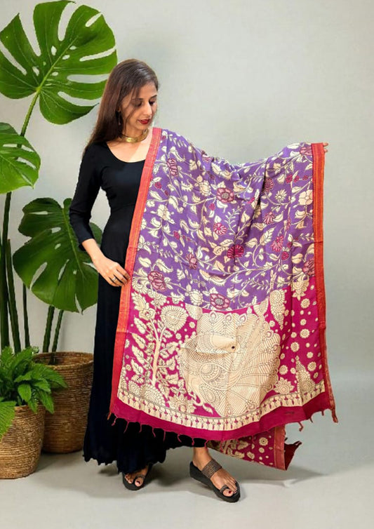 Kalamkari Printed Dupatta- HBKD3