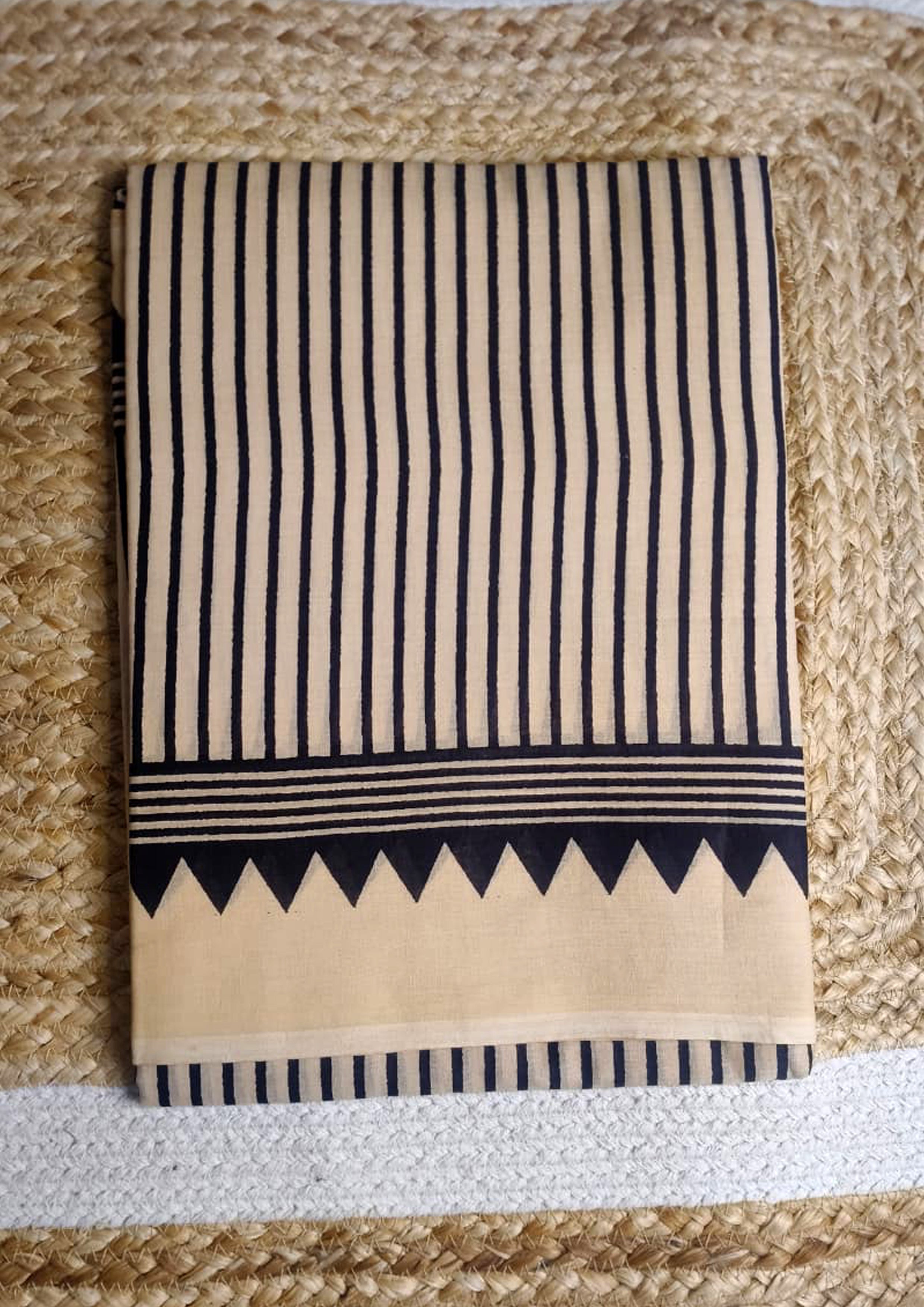Block Printed Saree- Black DP2