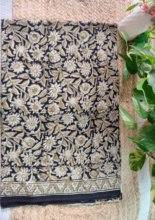 Handblock Printed Kalamkari Saree- HBK4