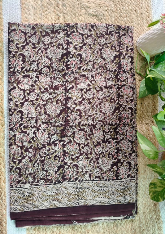 Handblock Printed Kalamkari Saree- HBK5