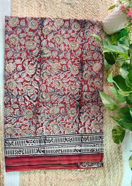 Handblock Printed Kalamkari Saree- HBK8