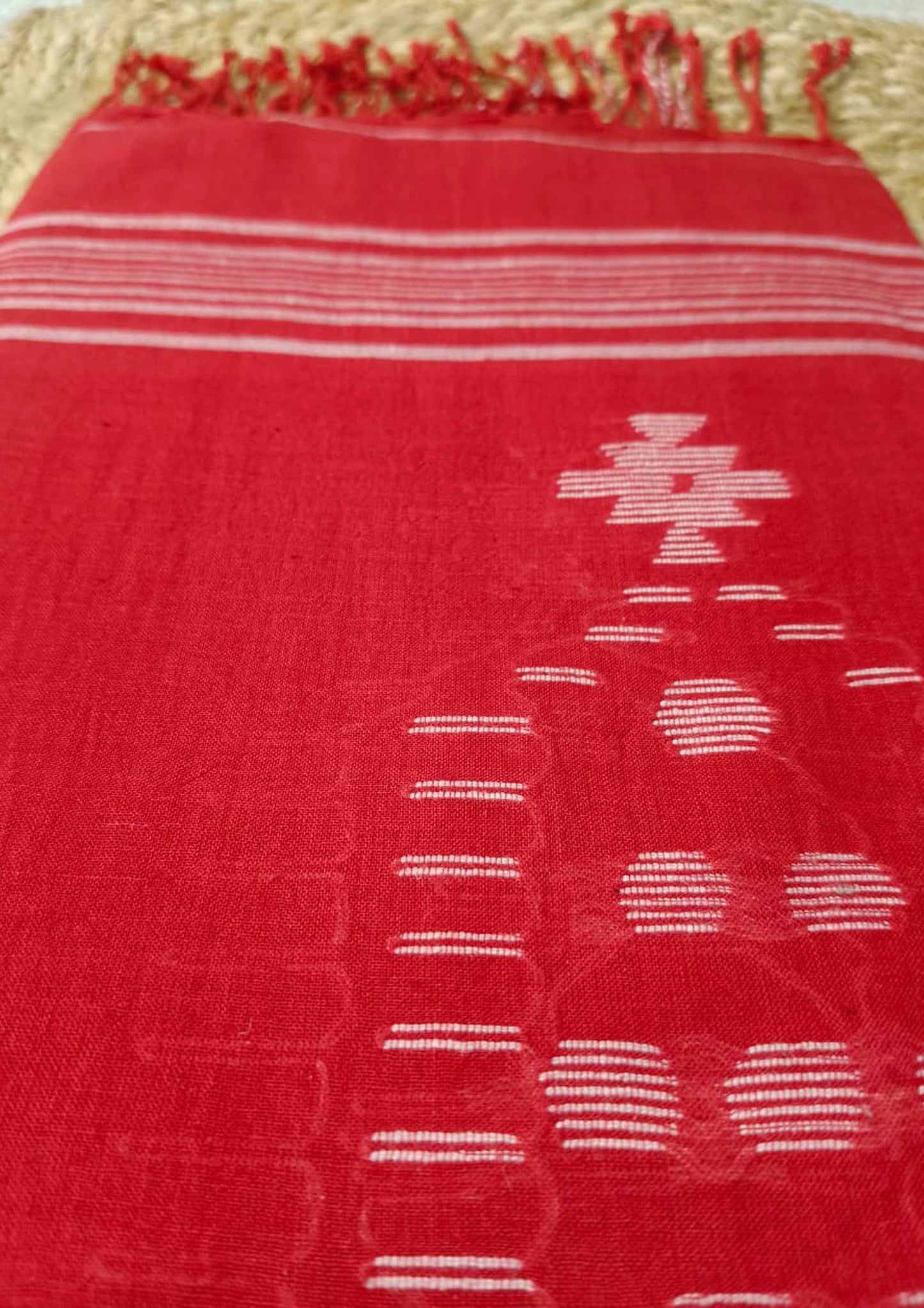 Jamdani Stole- Red HJ22