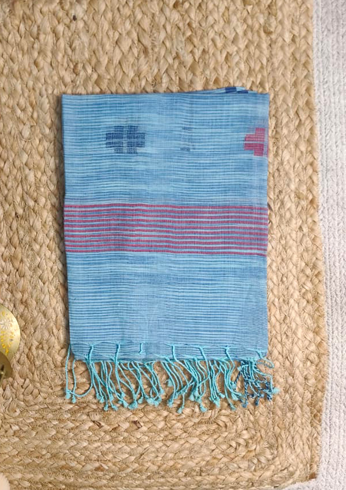 Jamdani Stole- Denim Blue HJ23