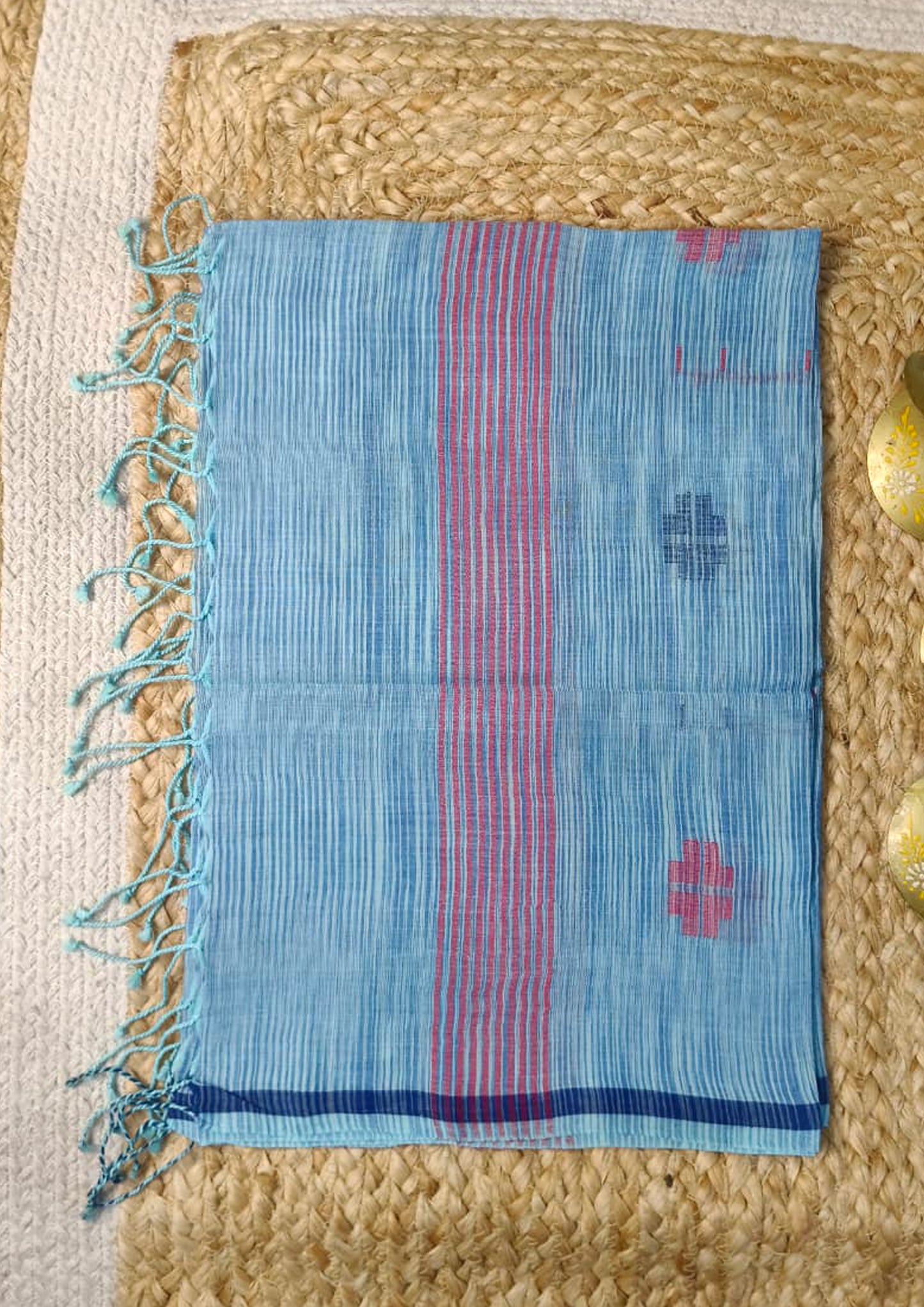 Jamdani Stole- Denim Blue HJ23