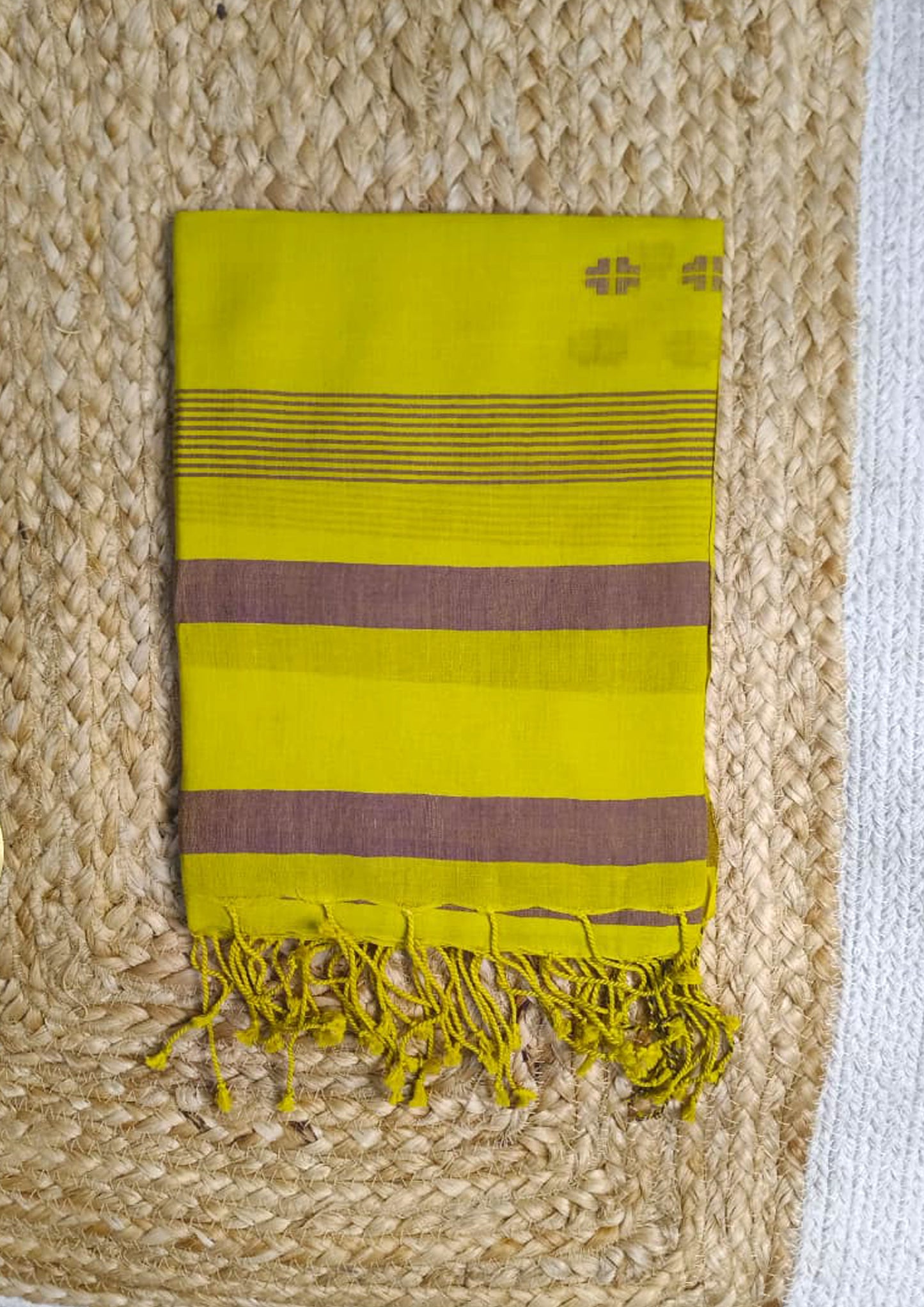 Jamdani Stole- Lime Green HJ24