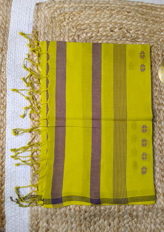 Jamdani Stole- Lime Green HJ24