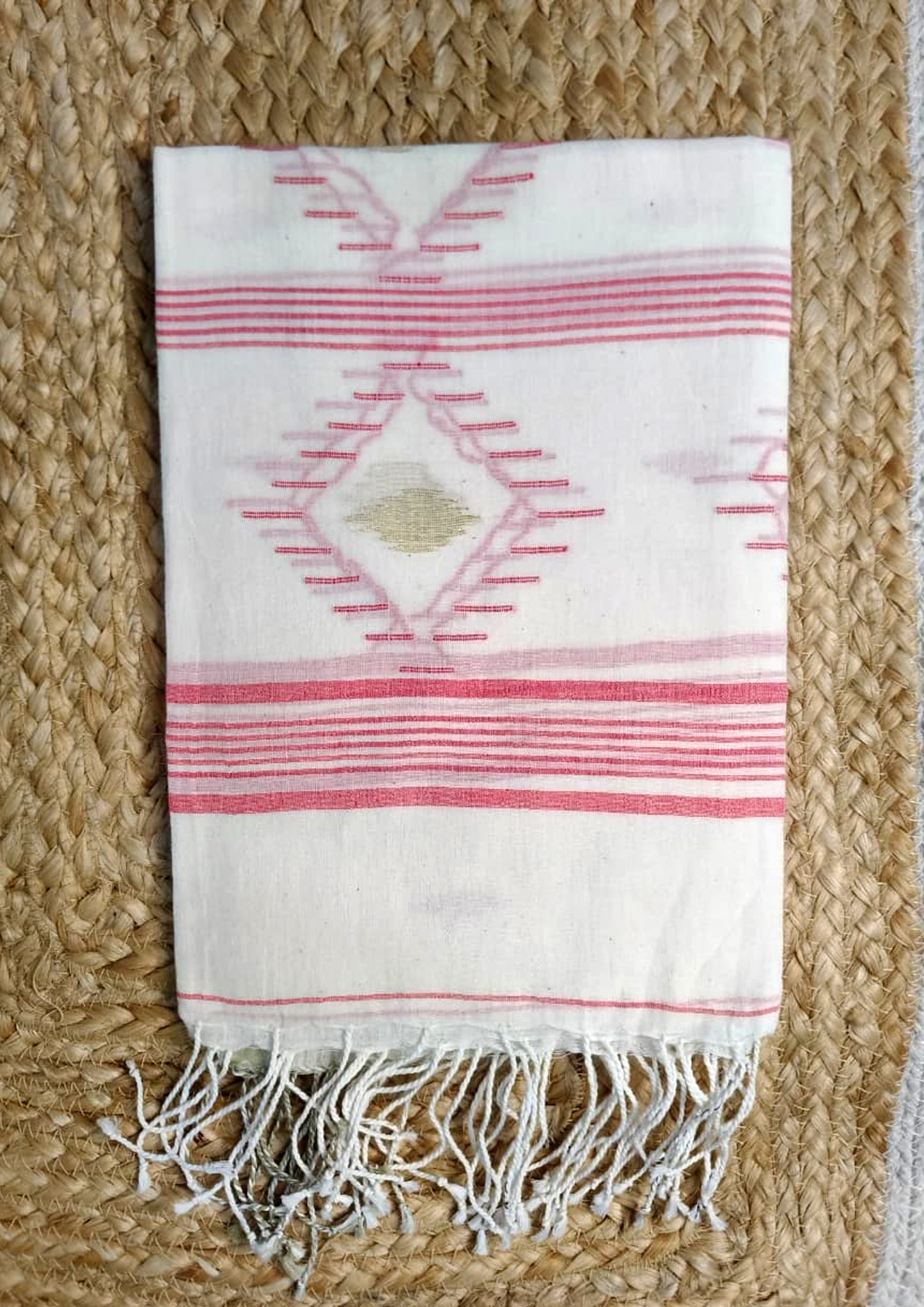 Jamdani Stole- White HJ25