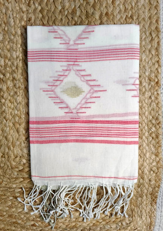 Jamdani Stole- White HJ25