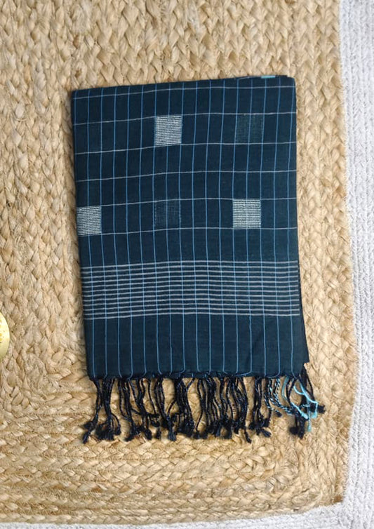 Jamdani Stole- Dark Green HJ28