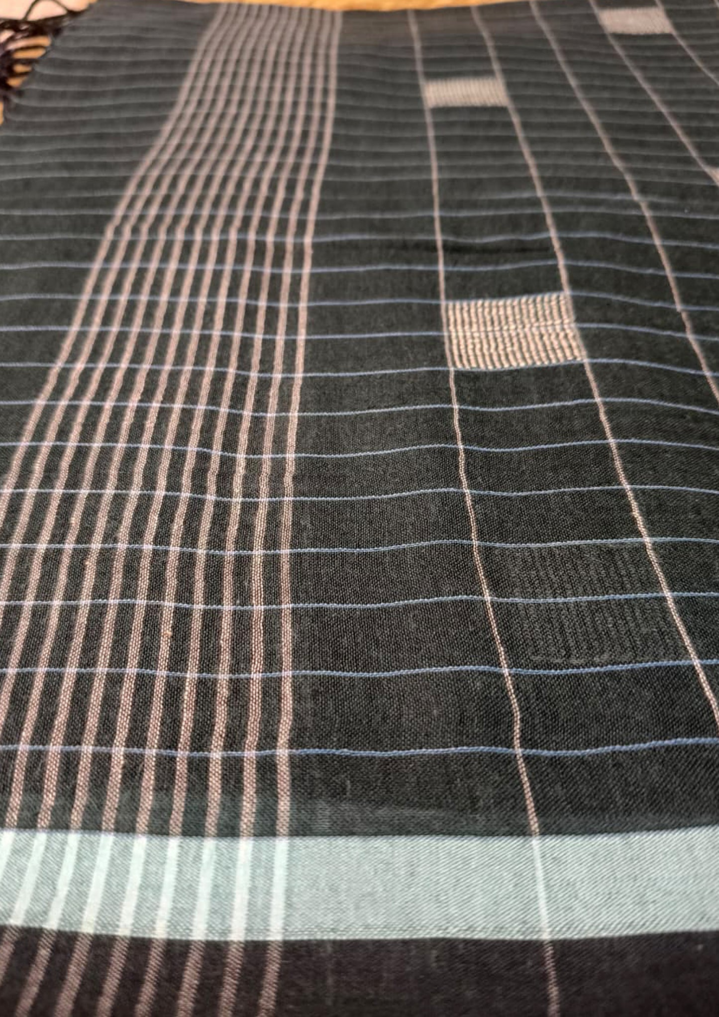 Jamdani Stole- Dark Green HJ28