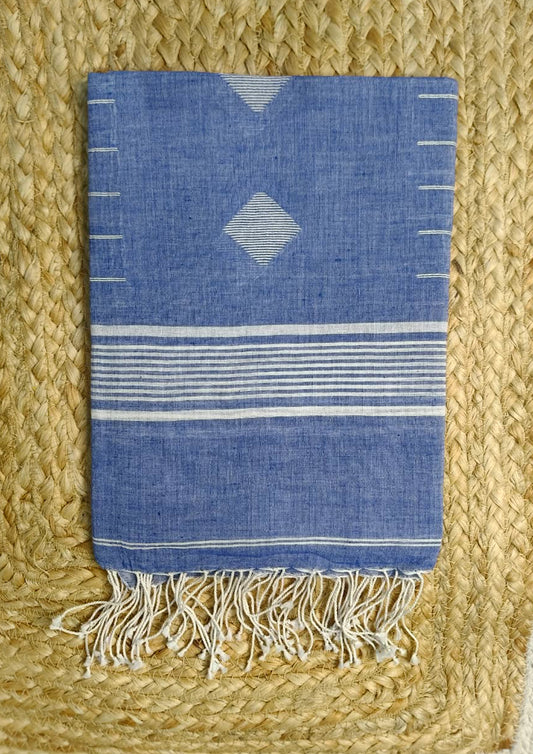 Jamdani Stole- Denim Blue HJ29