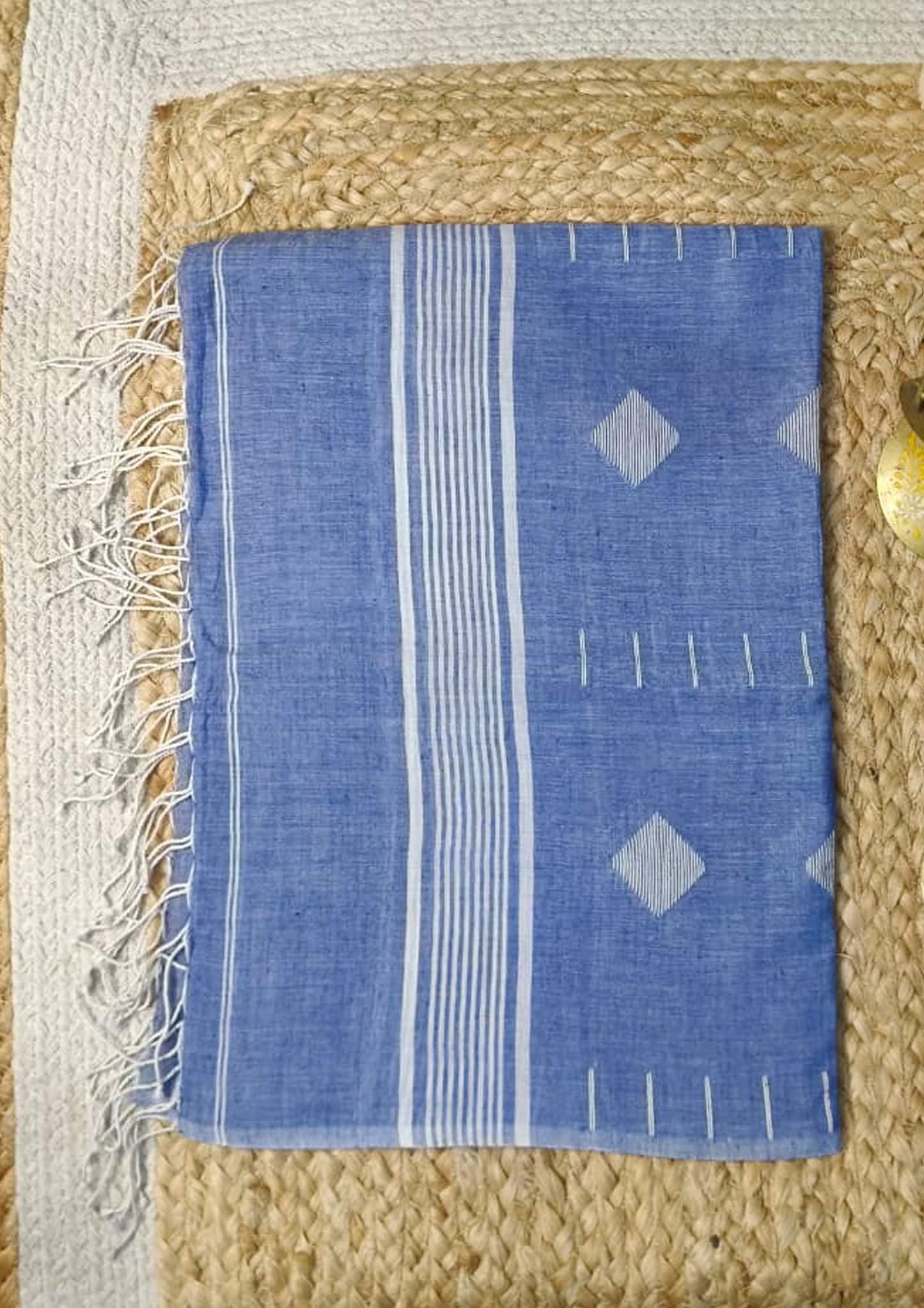 Jamdani Stole- Denim Blue HJ29