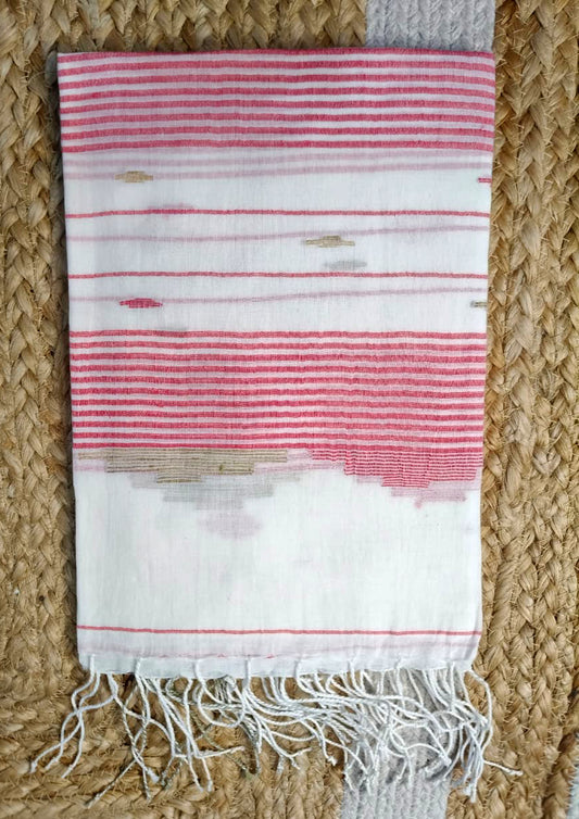 Jamdani Stole- White HJ30