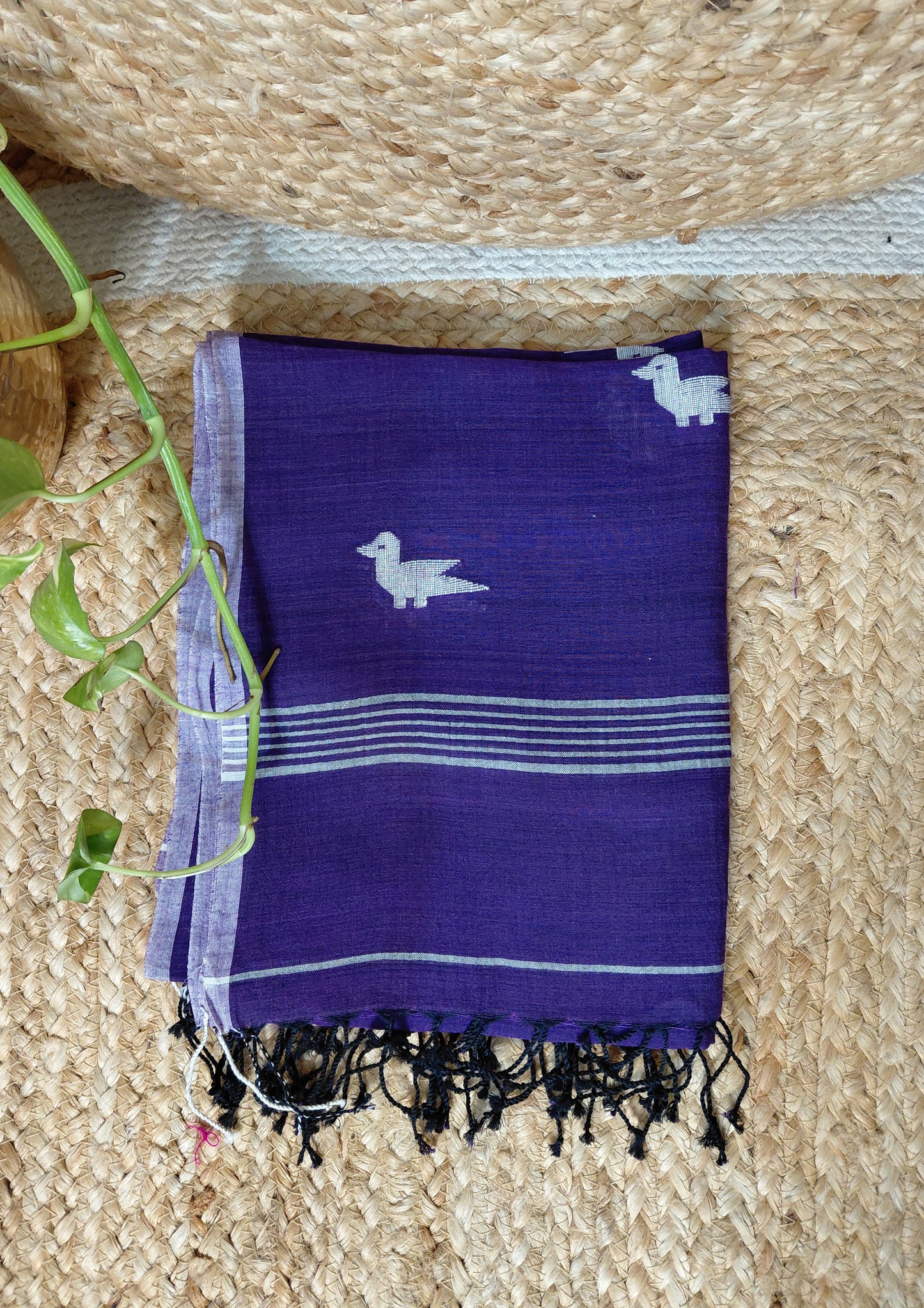 Jamdani Stole- PurpleHJ36