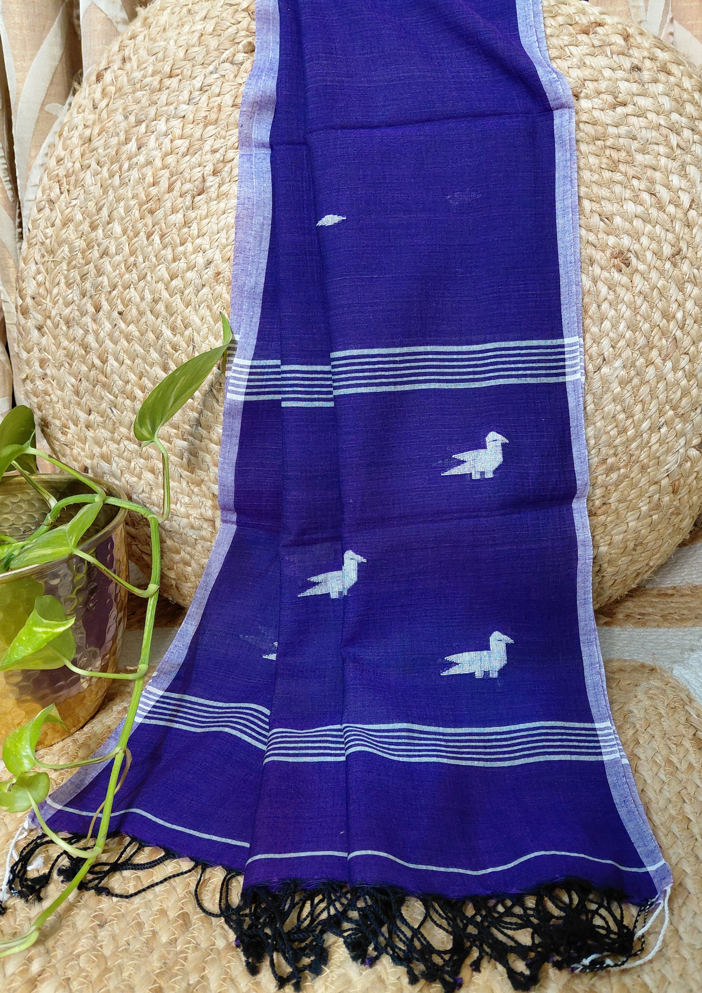 Jamdani Stole- PurpleHJ36