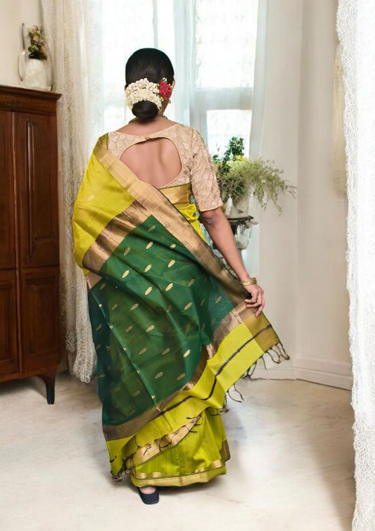 Maheshwari Saree- M7 Lime green