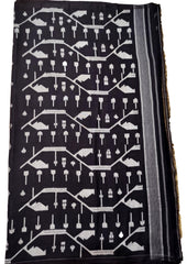 Cotton Jamdani Chir Buti Saree- Black