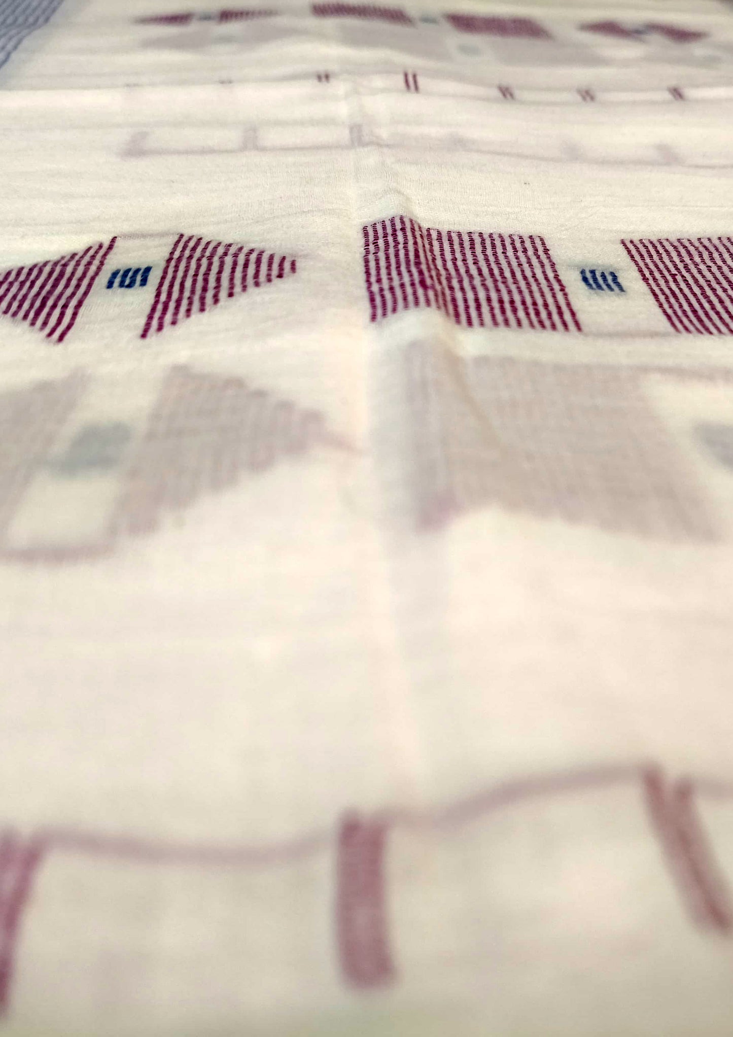 Jamdani Stole- White W4