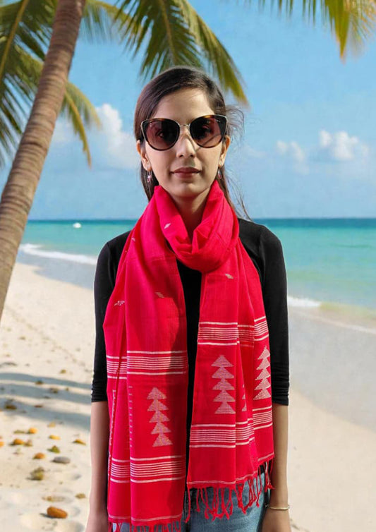 Jamdani Stole- Red 2