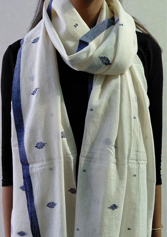 Jamdani Stole- White HJ33