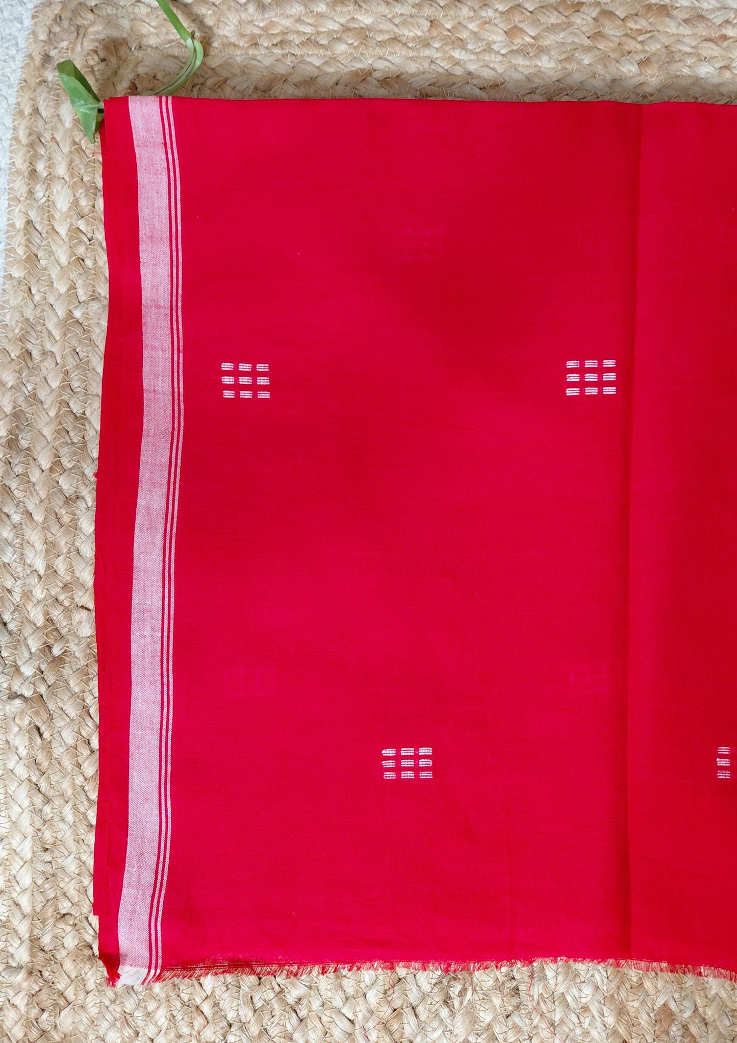 Jamdani Cotton Suit- Red JS1
