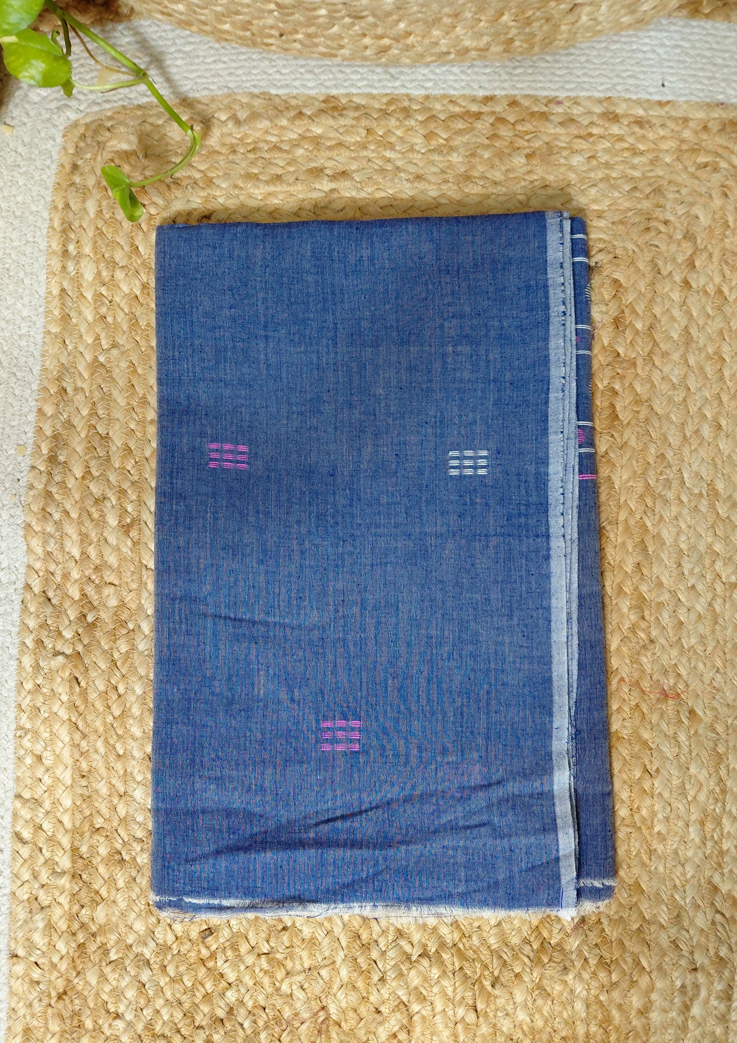 Jamdani Cotton Suit- Denim Blue JS2