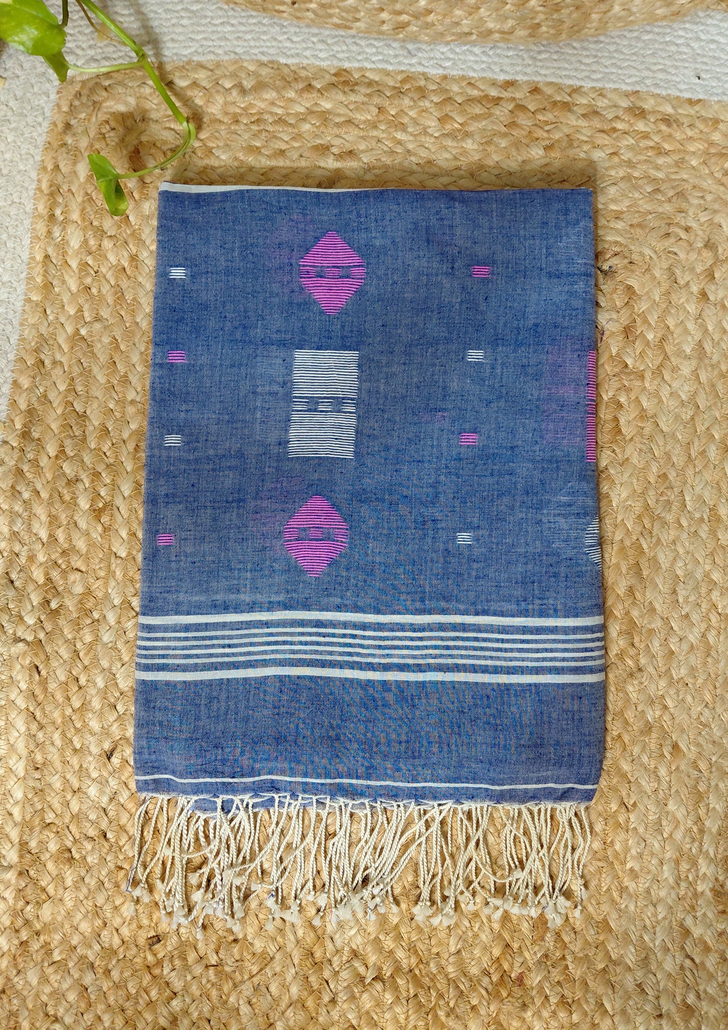 Jamdani Cotton Suit- Denim Blue JS2