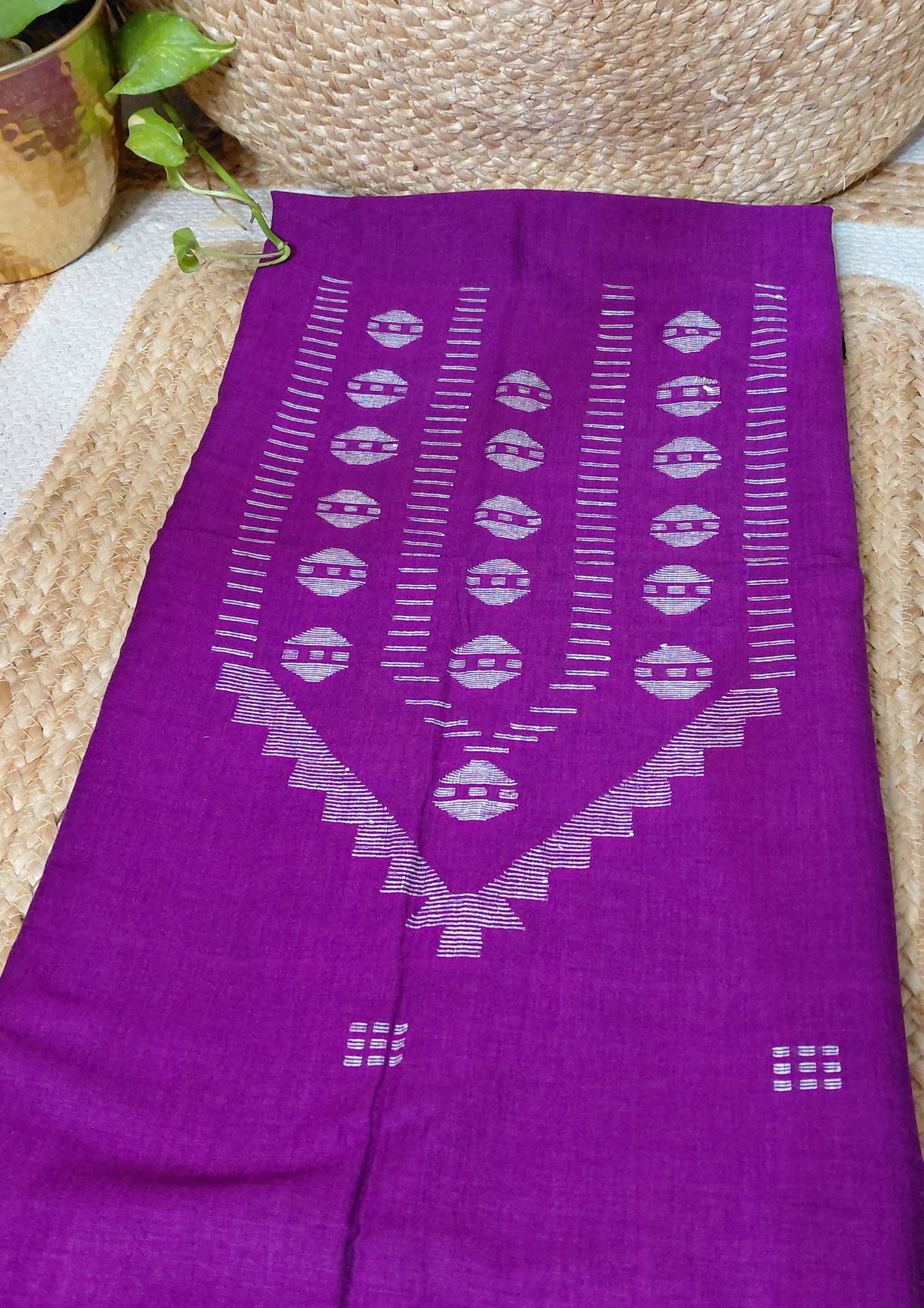 Jamdani Cotton Suit- Purple JS3