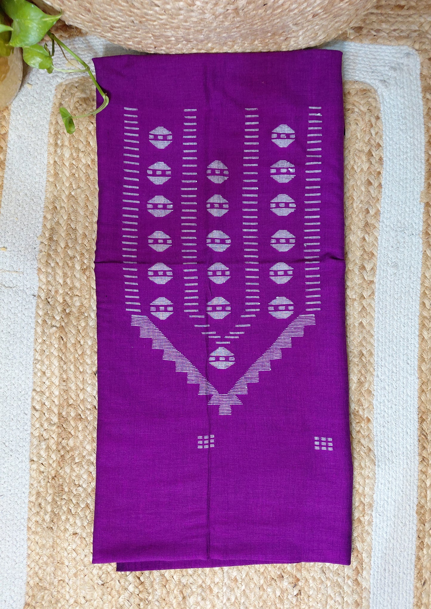 Jamdani Cotton Suit- Purple JS3